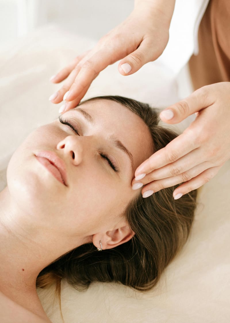 Skincare products and relaxing atmosphere